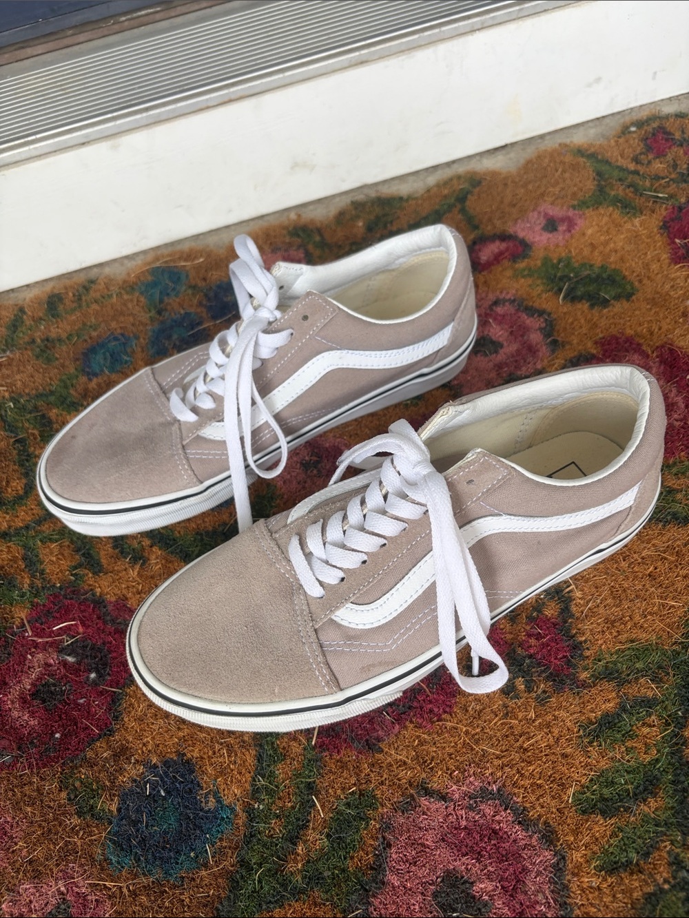 NWOT Vans Old Skool Taupe and White Low-Top Sneakers